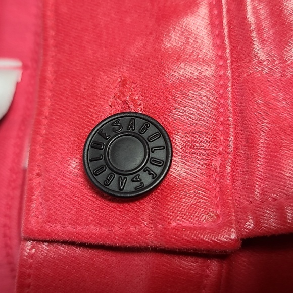 AGOLDE Wax Coated Leatherette Red Sophie High Rise Skinny Jeans Size 28 - Picture 9 of 15